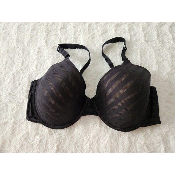 Maidenform Other - Maidenform Women's Black Striped Mesh Full Coverage Bra‎ Size 40DD Style 05701